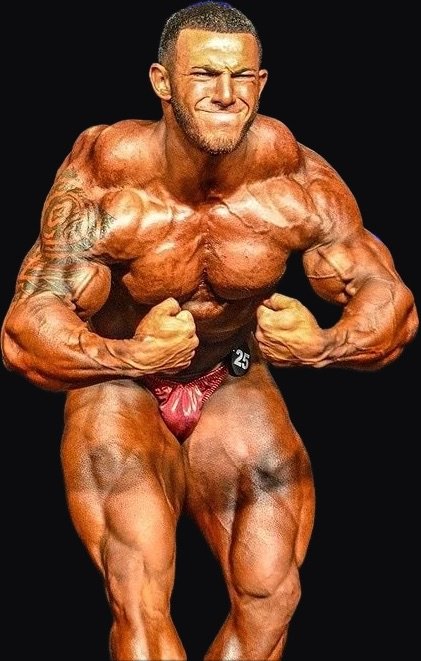 Austin on a bodybuilding stage